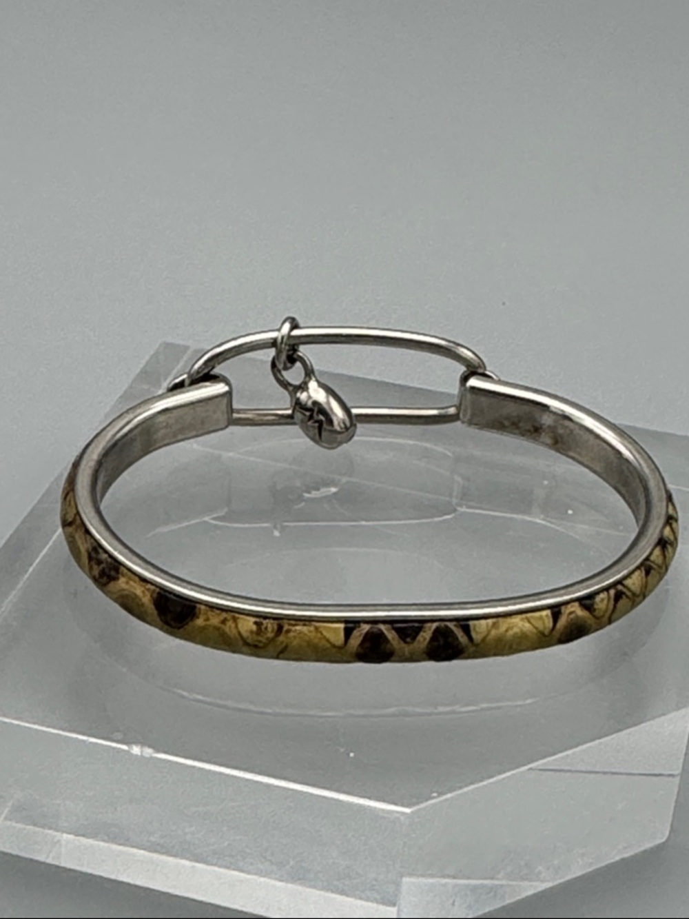 Madani Firenze Silver-Tone & Brown Leather Accent Bangle Bracelet - Picture 7 of 10